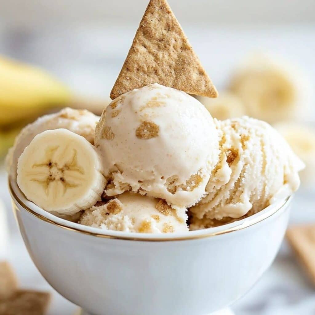 Cottage Cheese Banana Pudding Ice Cream – Creamy dessert made with cottage cheese, bananas, and graham crackers