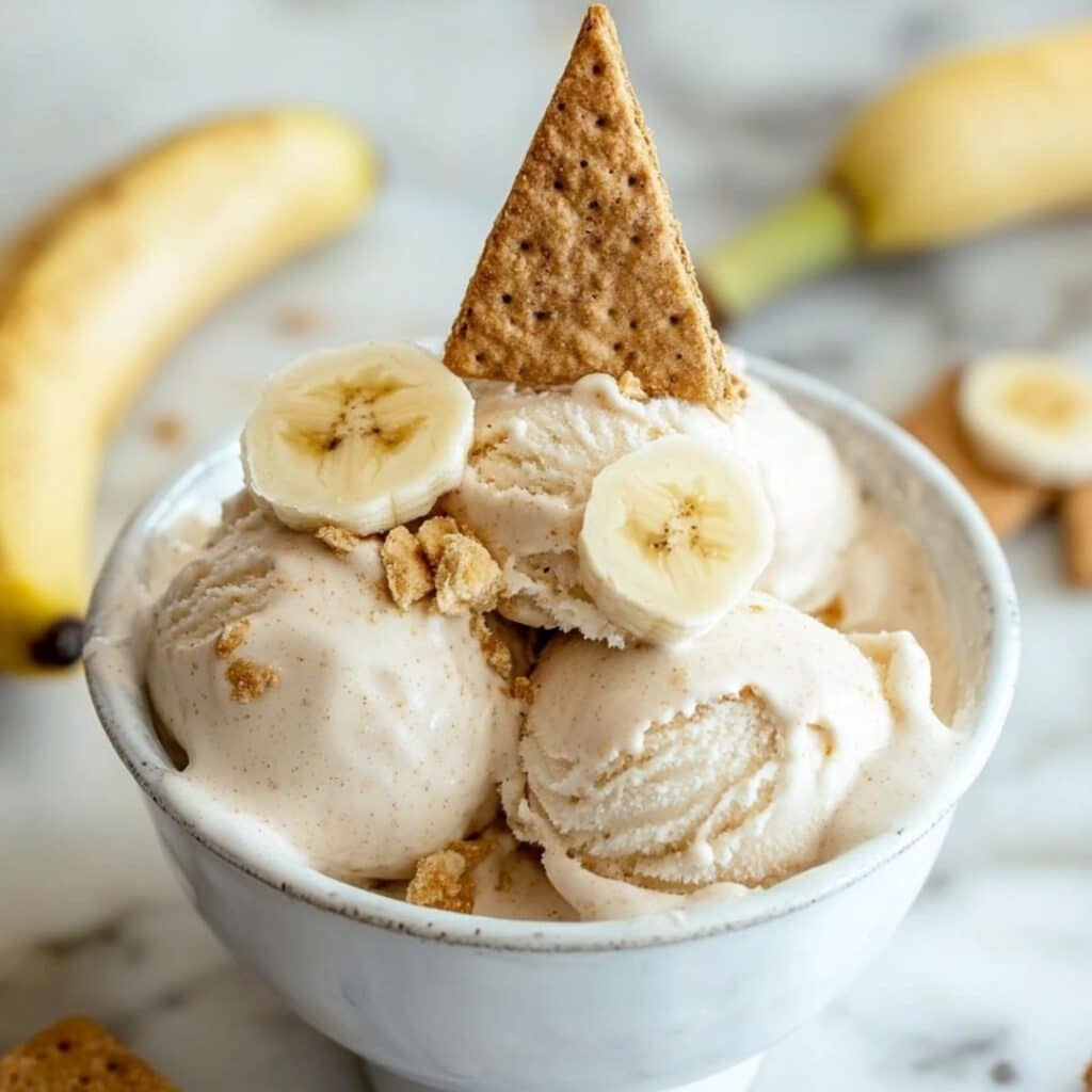 Cottage Cheese Banana Pudding Ice Cream Ingredients – Bananas, maple syrup, graham crackers, cottage cheese