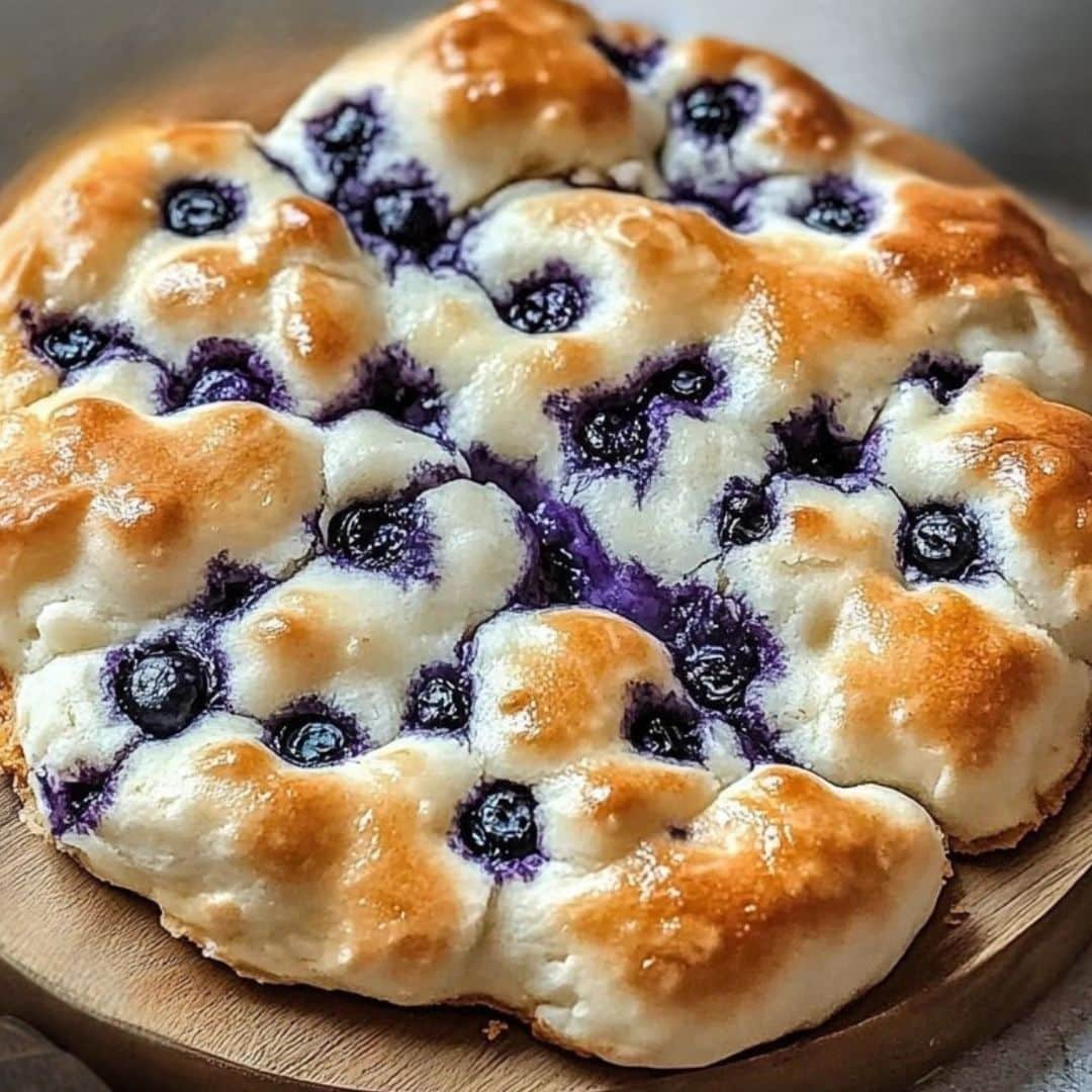 Cottage cheese blueberry cloud bread with fresh blueberries