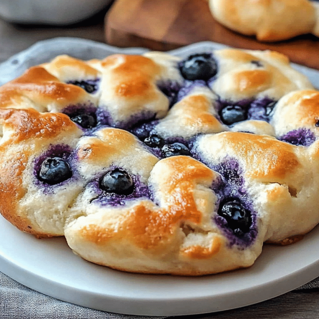 Cottage Cheese Blueberry Cloud Bread – Light and fluffy low-carb bread on a cooling rac
